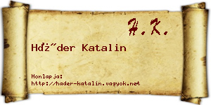 Háder Katalin névjegykártya