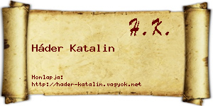 Háder Katalin névjegykártya